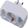   Netzadapter Schukostecker an 2x Eurobuchse, 1x Schukobuchse